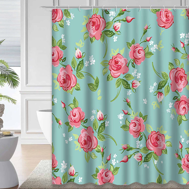 Rideau de douche imperméable à l'eau avec motifs floraux et roses, L 72 po x l 72 po