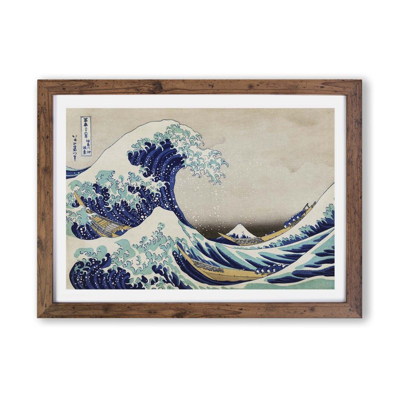 The Great Wave Off Kanagawa by Katsushika Hokusai - Single Picture Frame Print, Walnut, 62cm H x 87cm W x 2cm D
