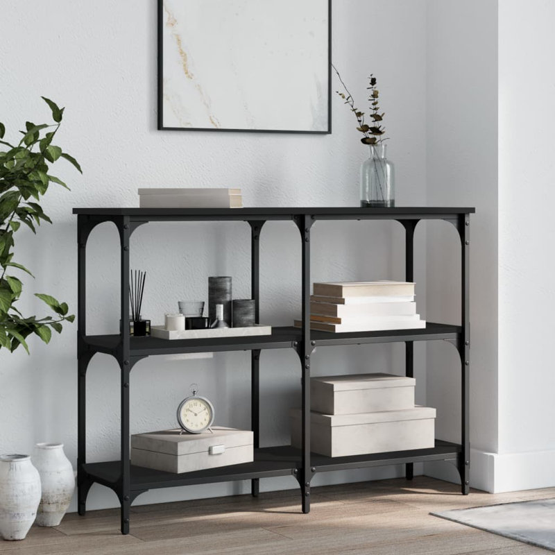 Console vidaXL Bois d'ingénierie, grands pieds réglables en métal, H 29,5 po x l 39,4 po x P 11,4 po, Chêne brun