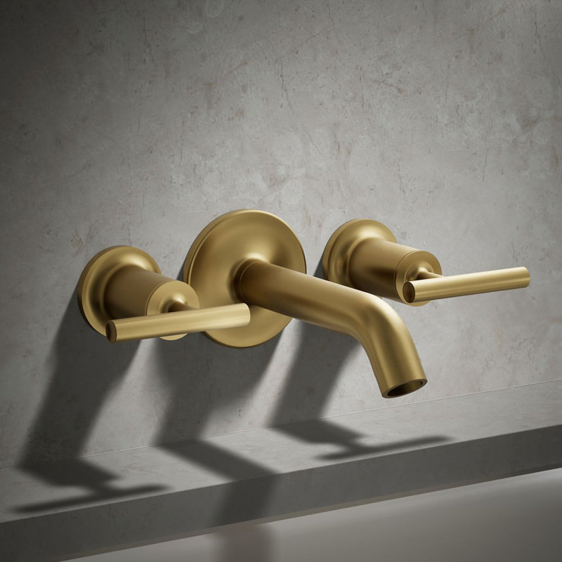 Purist® Deck- or Wall-Mount High-Flow Bath Trim with Lever Handles, Vibrant Brushed Moderne Brass