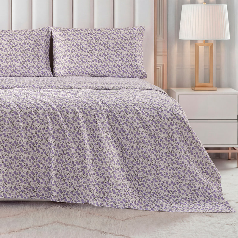 Juicy Couture Printed Microfiber Sheet Set, Ditsy Rose, Queen