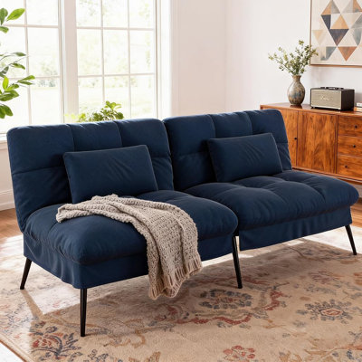 Leilane Convertible Futon Sofa Bed, 68″Fabric Futon Couch with Adjustable Backrest, Loveseat Futon Sleeper Recliner for Living Room Furniture