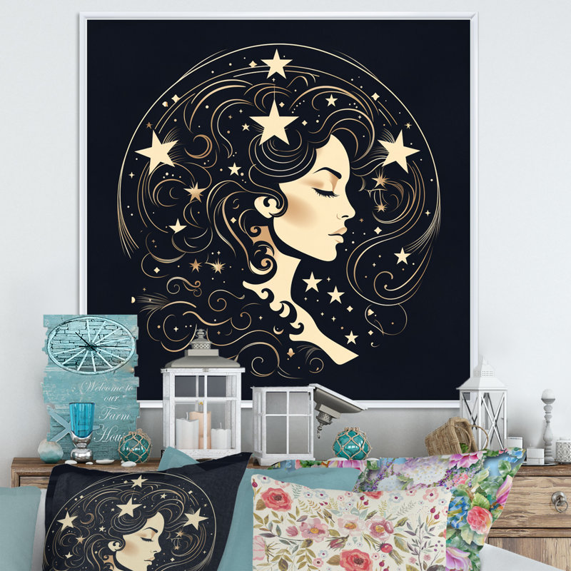 Astrologique Stargazer V, H 24 po x l 24 po x P 1 po, Cadre flottant blanc