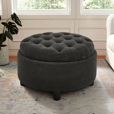Table basse ronde avec repose-pieds 25 po avec couvercle réversible