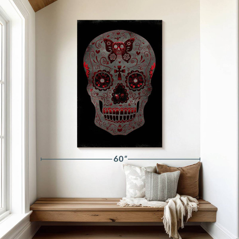 Lelend, jour des morts en rouge, H 48 po x l 32 po