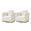 Fauteuil demi-tonneau pivotant moderne en bois massif avec coussin de dossier l 32,75 po Berklie-497334102