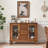 45" Sideboard and Buffet with Glass Door, Credenza with 3 Drawers for Living Room, Dining Room and Kitchen-420215642