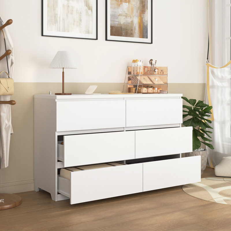 Commode d'appoint avec 6 tiroirs, White