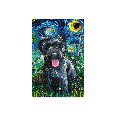 «Black Goldendoodle Night On Plastique / Acrylique» par Aja Treves, peinture