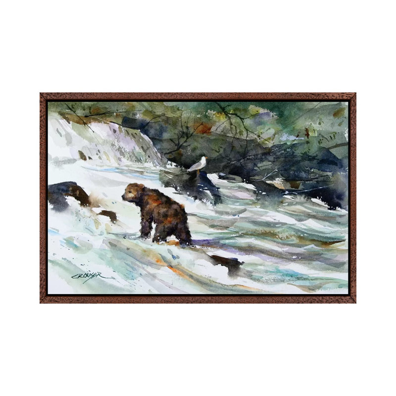 King Of The Rapids by Dean Crouser - Painting on Canvas, 101.6 cm H x 66.04 cm W, Classic Brown Wood Framed