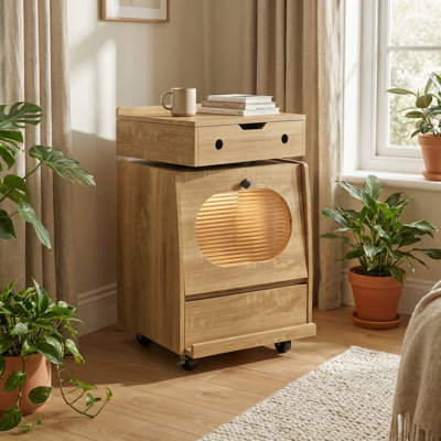 Modern 360° Swivel Robot Corner Cabinet With Built-In Light Strip