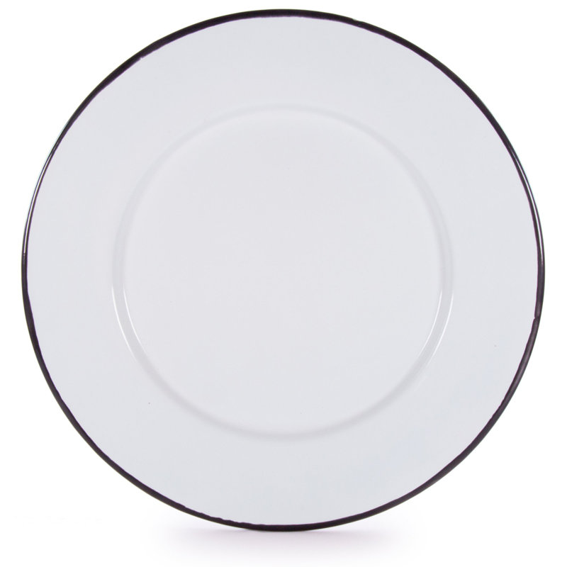 Rolled Black Rim Plate Set/4, Black Rim