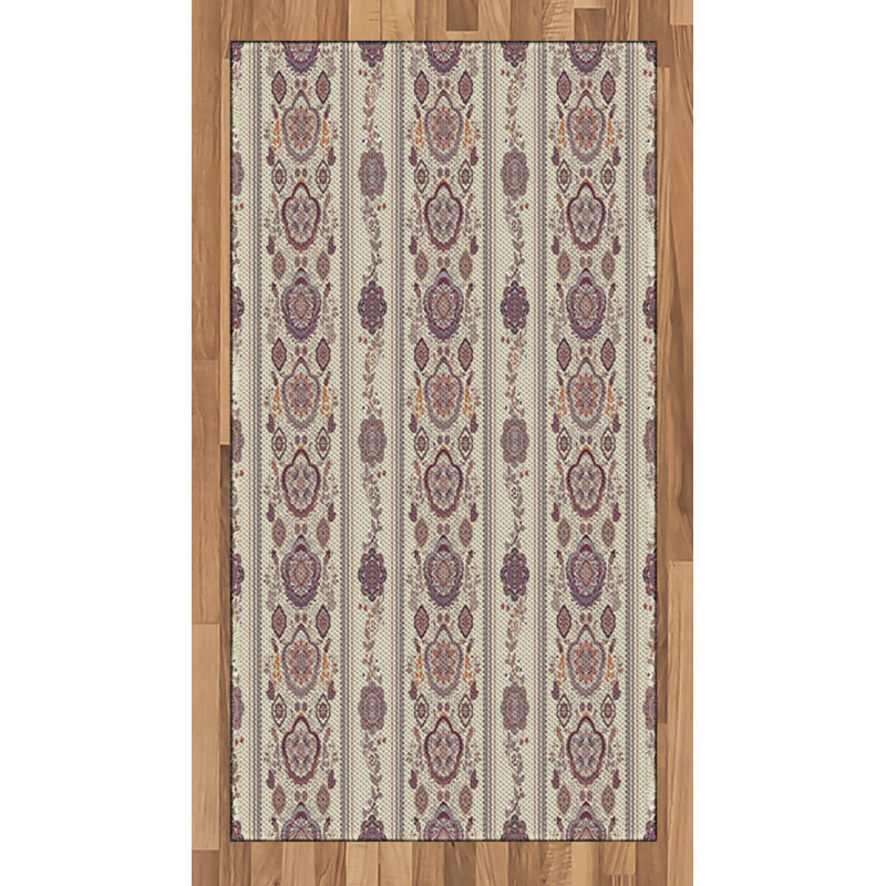 Tapis décoratif floral à haute densité en fibres de polyester, Rectangle 2 pi 7 po x 5 pi