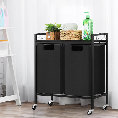Trieur de linge roulant en métal avec poignées et