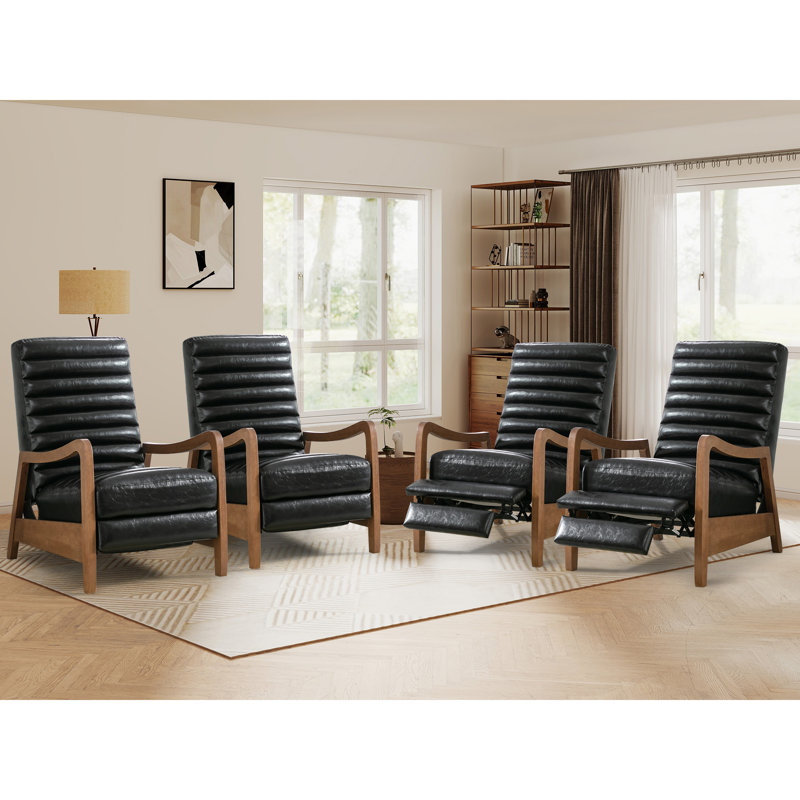 Fauteuil inclinable club 26 po Mid-Century, Noir