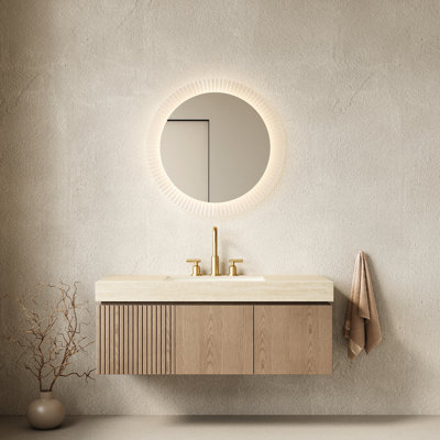 Lavabo de salle de bain 48 "avec motif, lavabo en céramique, rangement en contreplaqué, armoire à quincaillerie à fermeture en douceur
