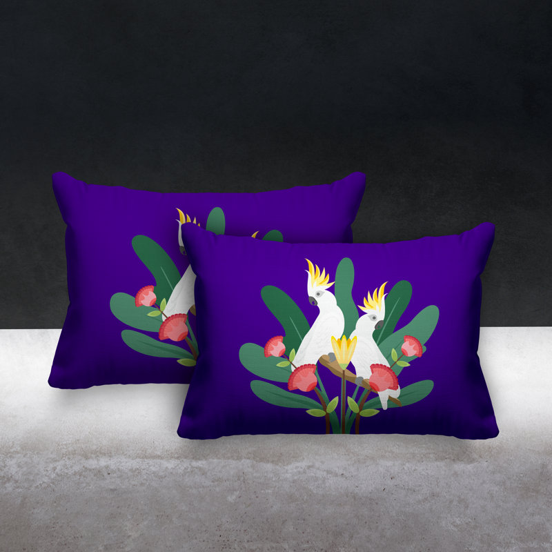 Coussin lombaire intérieur / extérieur Flocked Birds, Mauve