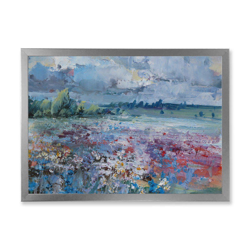 «Scenery Wildflowers Blooming», peinture sur toile, H 8 po x l 12 po x P 1 po, Cadre photo argenté