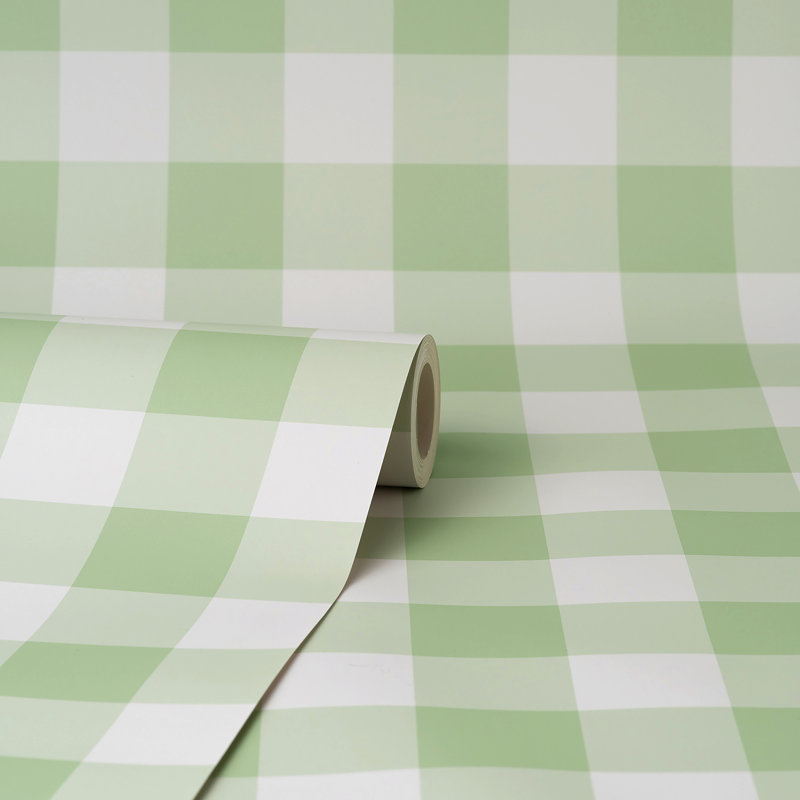 Papier peint vichy vert clair Patrice, Vert
