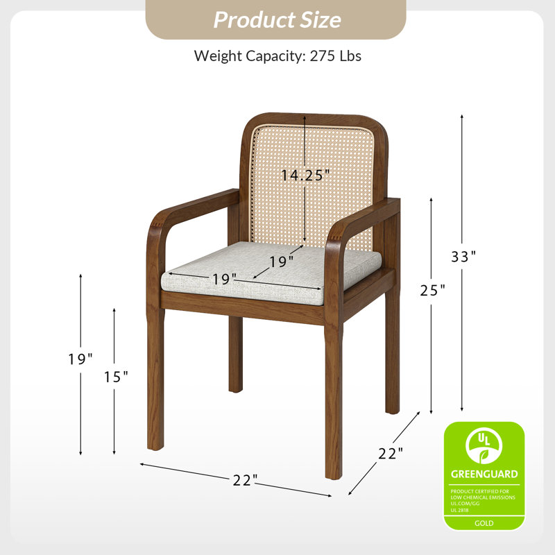  Amadou Modern 19“H Arm Chair with Removable Cushion, Acorn