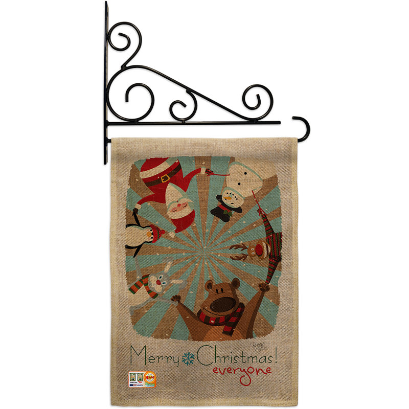 Le xmas 2 côtés en toile jute 19 x 13 po de tout le monde ensemble de drapeau