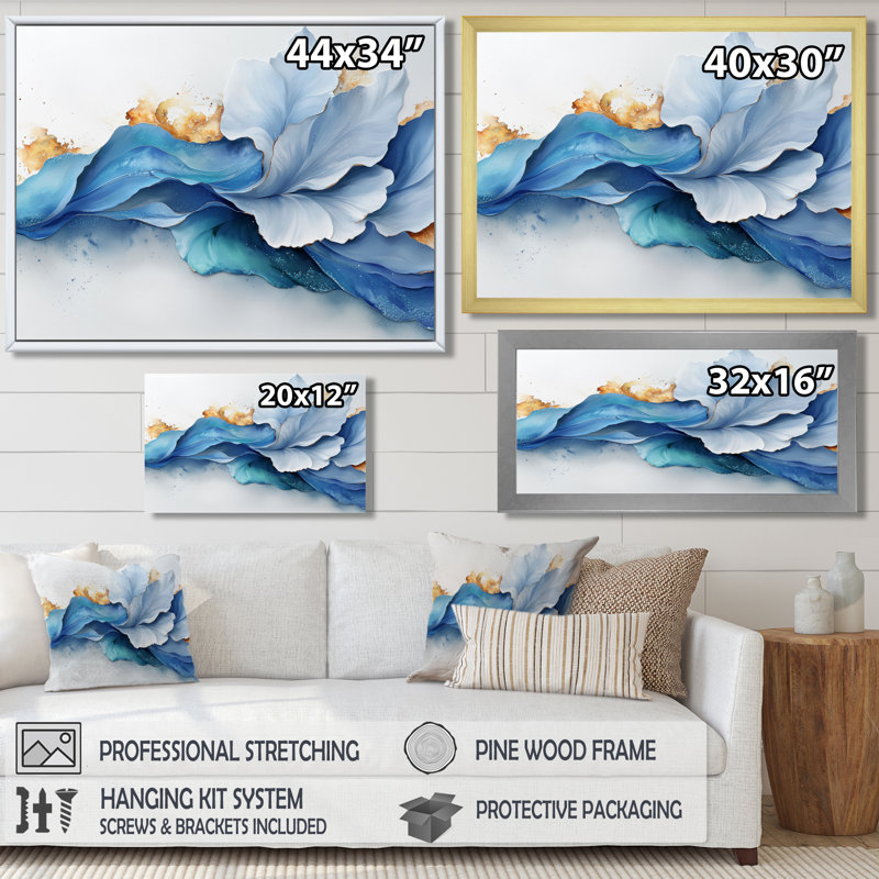 Raymer - Abstract Canvas Art Print, H 12 po x l 20 po, Impression encadrée flottante, Doré