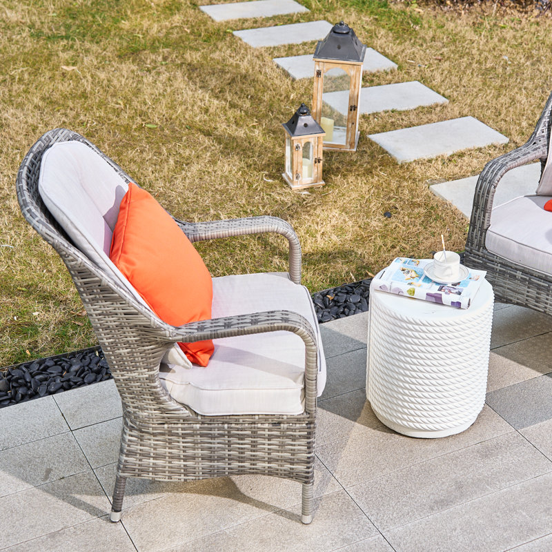2 - Person Patio Dining Set with Round Table , Cushions Included, Grey