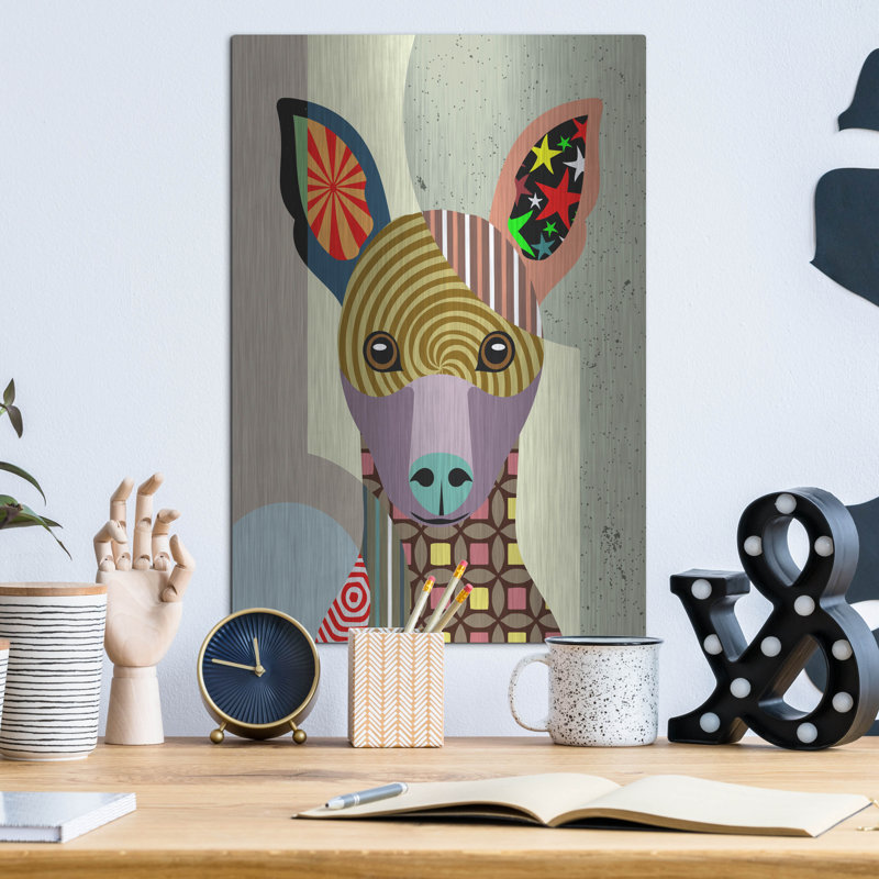 «Millier Pinscher» par Lanre Adefioye, mur métallique, H 16 po x l 12 po