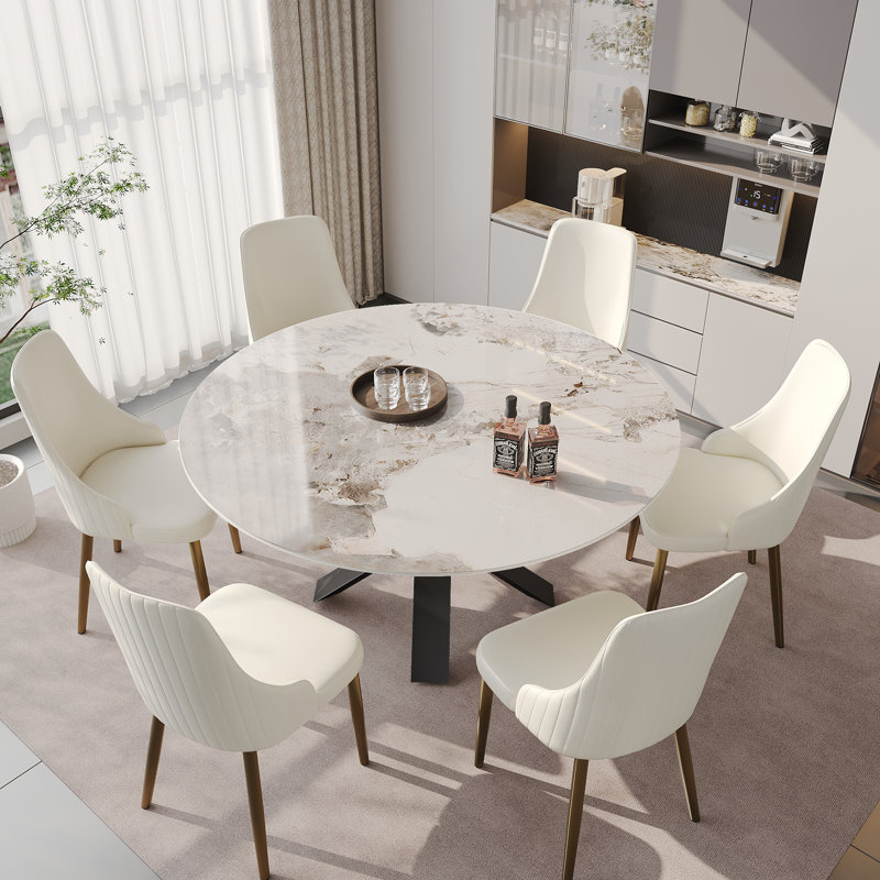Table de salle à manger Modern, H 29,53 po x L 59,05 po x l 59,05 po, Pandora, Noir, noir, noir, noir