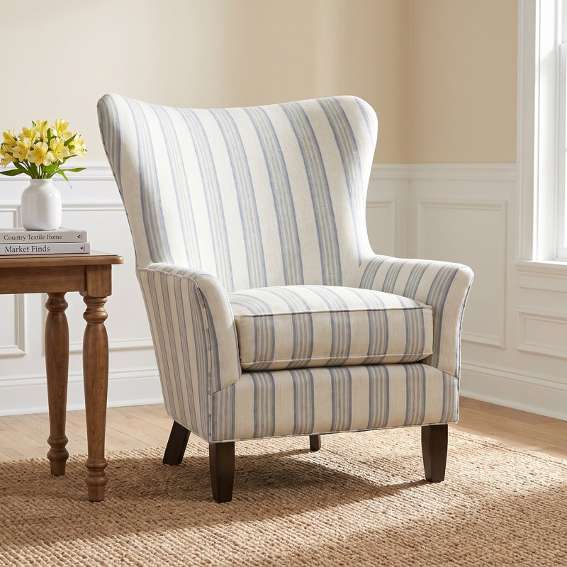 Mihara Upholstered Wingback Chair, Ida Light Gray