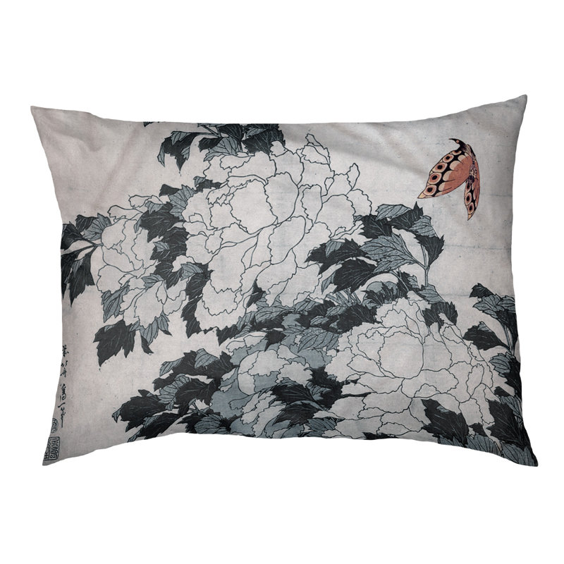 Coussin Burkart, L 19,5 po x l 29,5 po, Gris / pêche / brun foncé