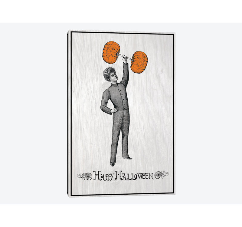 « citrouille strong man », art sur toile tendue, H 40 po x l 26 po x P 1,5 po, Toile tendue, Pas de tapis