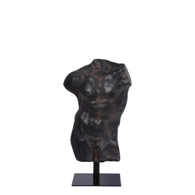 Torse masculin Andrea, fini noir vieilli, statue grandeur nature
