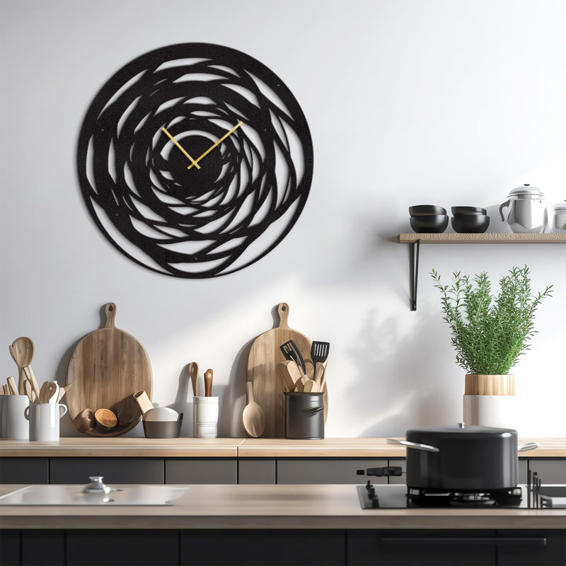 Metal Wall Clock, Black, 30" W x 30" H