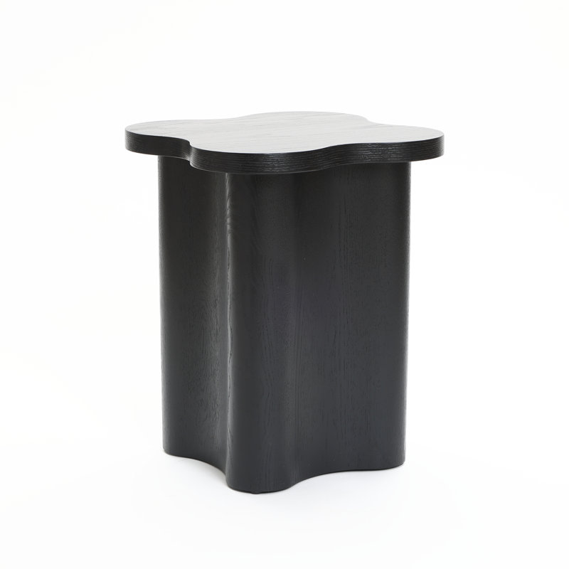20.3'' H Black Side Table with Petal-Shaped Design