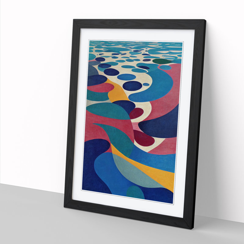 Seascape Abstract Vol.1 - Single Picture Frame Print, 34cm H x 25cm W x 2cm D, Walnut