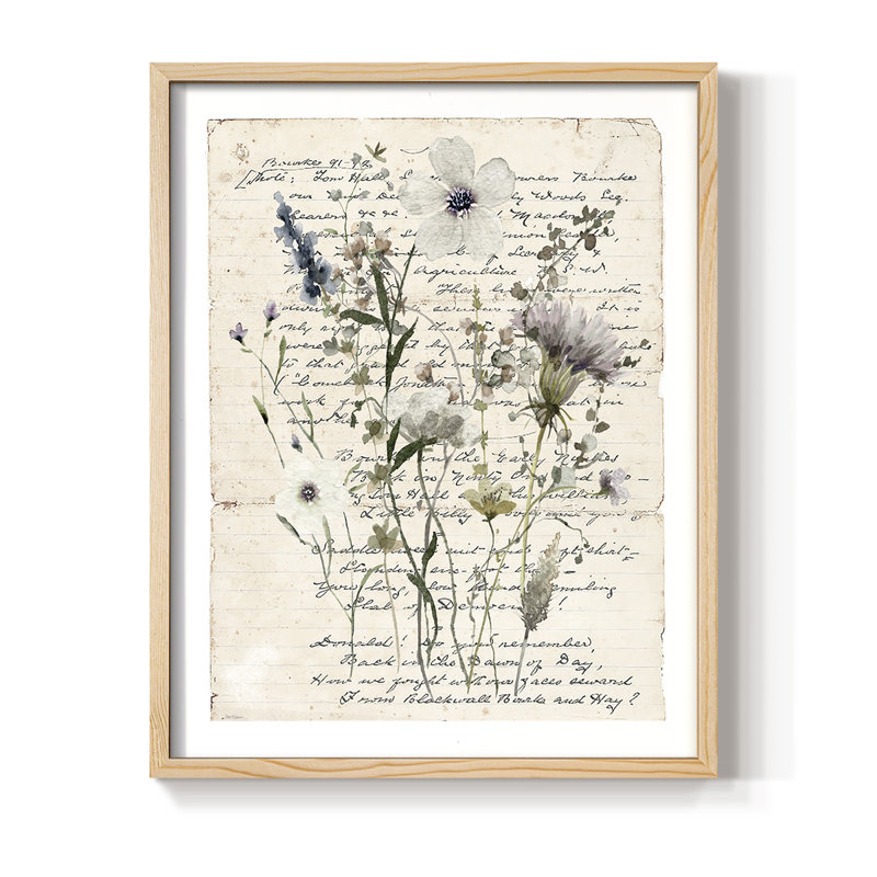 Flea Market Botanical II Framed Print - Solid Wood, Natural, 11" H x 9" W