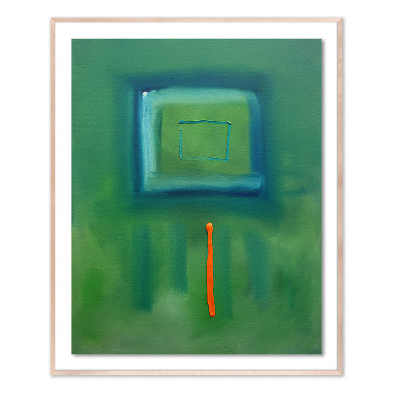 Green Souk Print by Charles Stuart, 60" H x 49" W x 2.5" D, Natural
