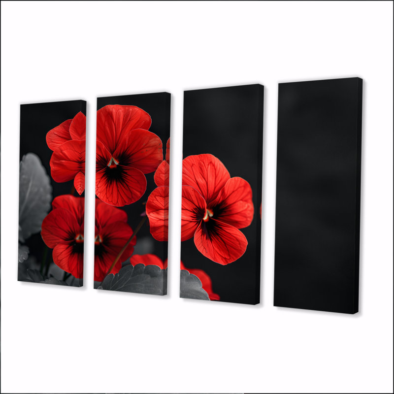 «Sager - Pansies», ensemble d'art sur toile, H 32 po x l 64 po