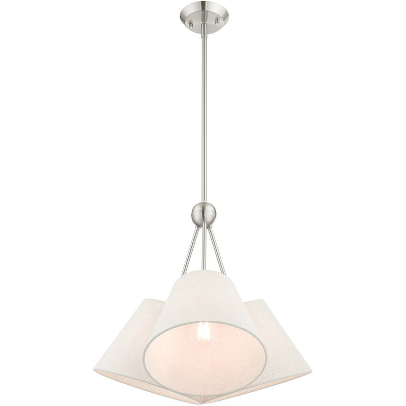 Lustre classique à 3 lumières avec abat-jour, Nickel brossé