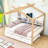 Molik Full Size Wood House Bed with Twin Size Trundle and 4 Shelves