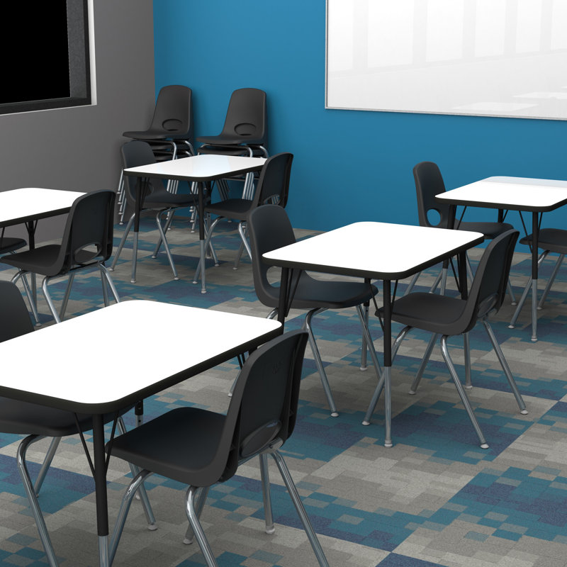 Black Molded Plastic Classroom Stack Chair with Chrome Legs