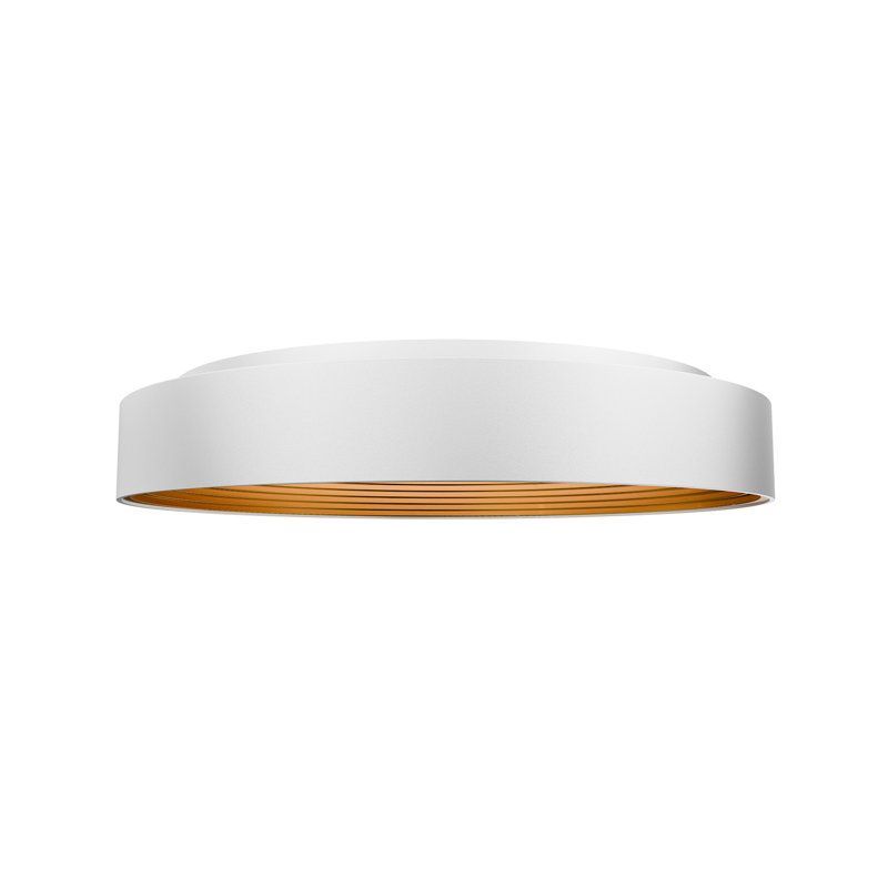 Gaston Dimmable LED Flush Mount With Built In Color Temperature Switch from 2700K/3000K/3500K/4000K, White/Gold, 26"