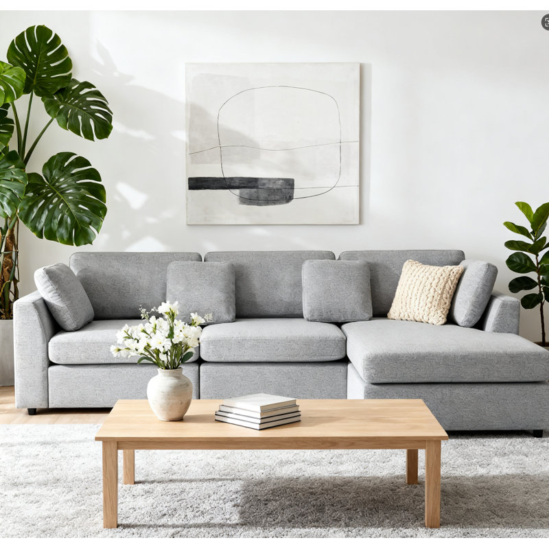 Doyle 2 - Piece 108.7" Upholstered L Shape Sofa With Convertible Chaise, Light Gray