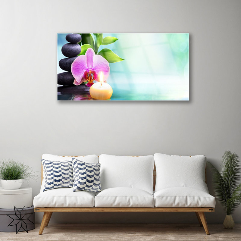 Bamboo Stones Flower - Unframed Graphic Art on Glass