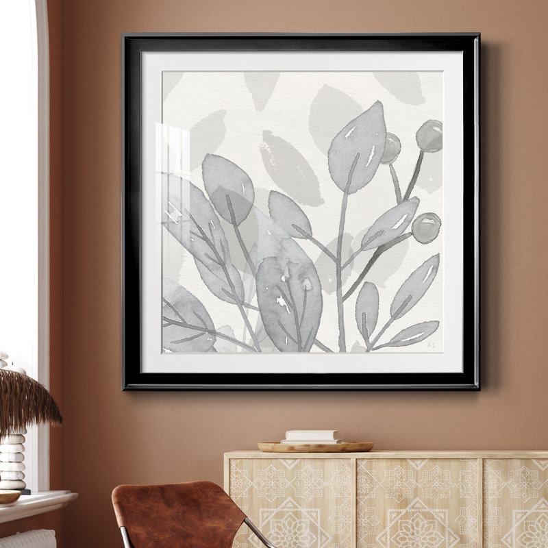 " Shadow Leaves I " Painting Print, Black Framed, 34.5" H x 34.5" W x 1.5" D