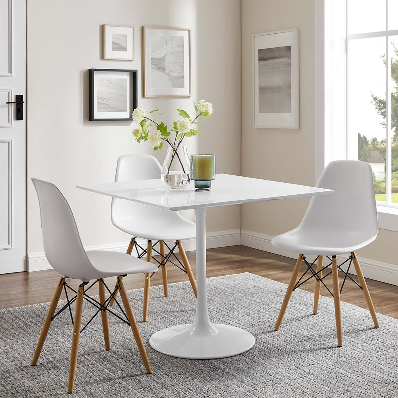 Lippa Square Dining Table, White, 29.5" H x 36" W x 36" L