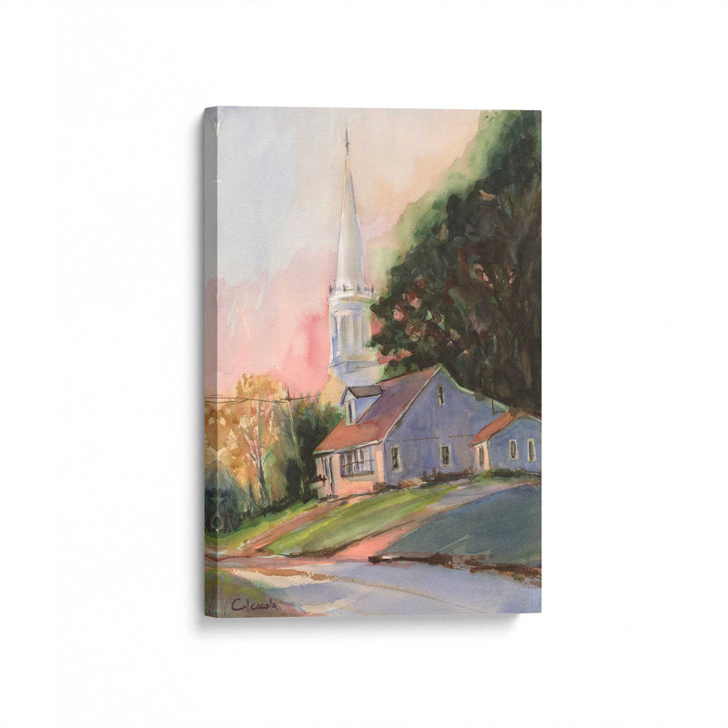 «Sunset in Enfield Connecticut» par Stephen Calcasola, reproduction d'art sur toile, H 16 po x l 12 po