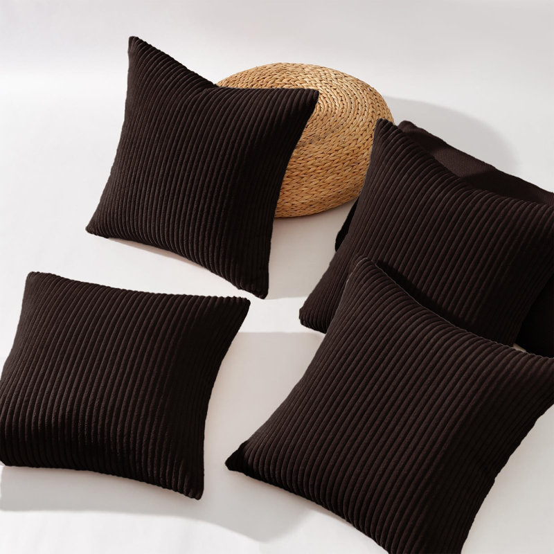 Striped Square Throw Cushion Pad, Coffee
