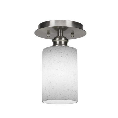 Plafonnier semi-encastré 1 lumière Edge avec finition nickel brossé et verre mousseline blanc 4 po